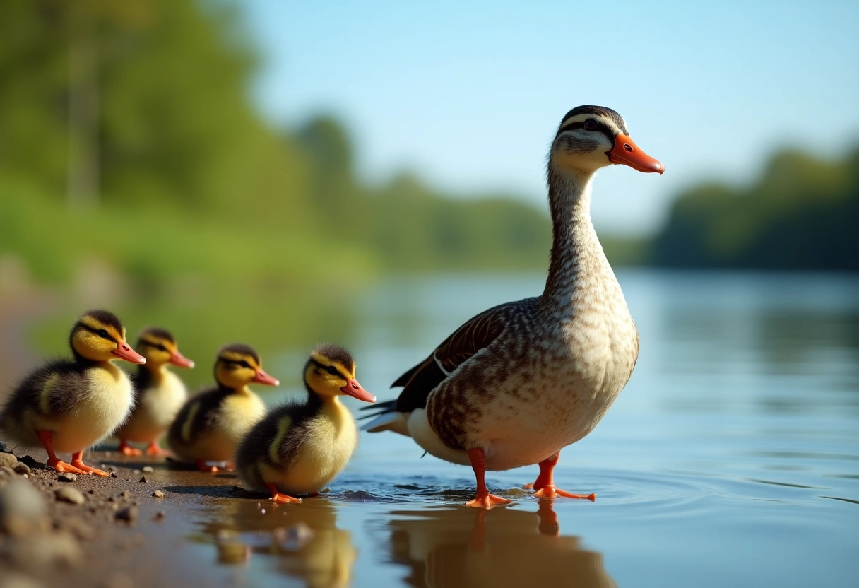 canard femelle : caractéristiques et rôle dans le groupe -  canard femelle  et  groupe de canards